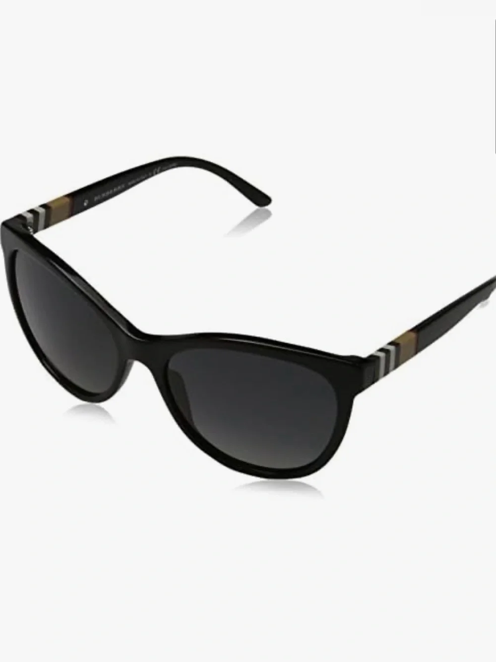 Burberry Women's Black Cat-Eye Sunglasses with Subtle Side Stripe
